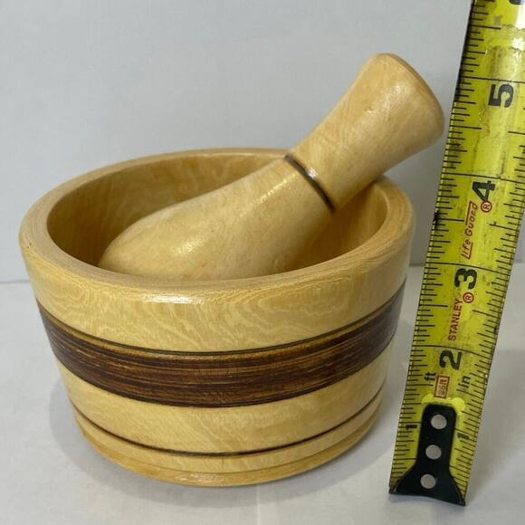 WOODEN MORTAR/PESTLE MADE IN PERU HERBS GRINDER SPICE KITCHENWARE VERSATILE - Picture 6 of 13